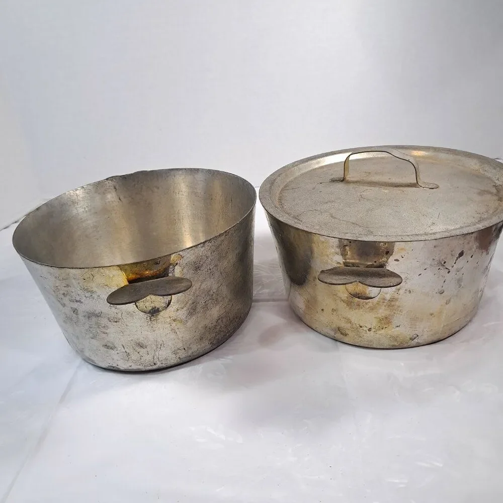 Vintage Cordon Bleu Charlotte Mold 2 Pots Heart Handles‎ Lid France #10 rustic